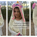 Unicorn Hooded Scarf with Pockets Crochet Free Pattern