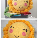 Crochet Pompom Sunshine Pillow Free Pattern