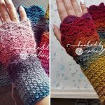 Crochet Fantail Shell Stitch Fingerless Gloves Free pattern