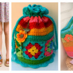 Crochet Color Flower Bag Purse Free Pattern