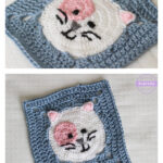 Kitty Cat Granny Square Crochet Free Pattern