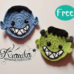 Crochet Halloween Coasters Ghost Spirit vampire Free Pattern