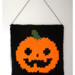 C2C Jack’oLantern Halloween Wall HangingCrochet Free Pattern