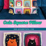 Many Cats Square Pillow Free Crochet Pattern