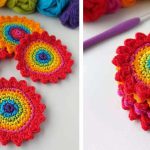 Crochet Rainbow Flowers Applique Free Pattern