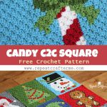 Crochet Christmas Candy Cane Pixel Square Free Pattern