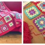 Strawberry Candy Squares Blanket Free Crochet Pattern