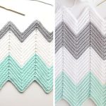 Crochet Chevron Blanket in Mint, Dove and White Free Pattern