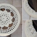 CROCHET FLOWER MEDALLION STOOL COVER FREE PATTERN