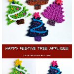Happy Festive Tree Applique Free Crochet Pattern