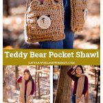 Teddy Bear Pocket Shawl Free Crochet Pattern