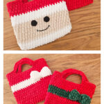 Christmas Bags Santa and Bow Free Crochet Pattern