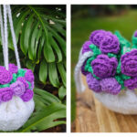Flower Bouquet Drawstring Bag Free Crochet Pattern and Video Tutorial