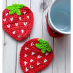 Strawberry Coaster Free Crochet Pattern